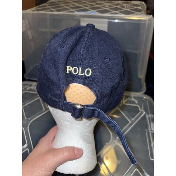 POLO RALPH LAUREN Adult Adjustble Baseball Cap Navy Blue Yellow Pony Hat One Sz - Picture 5 of 8